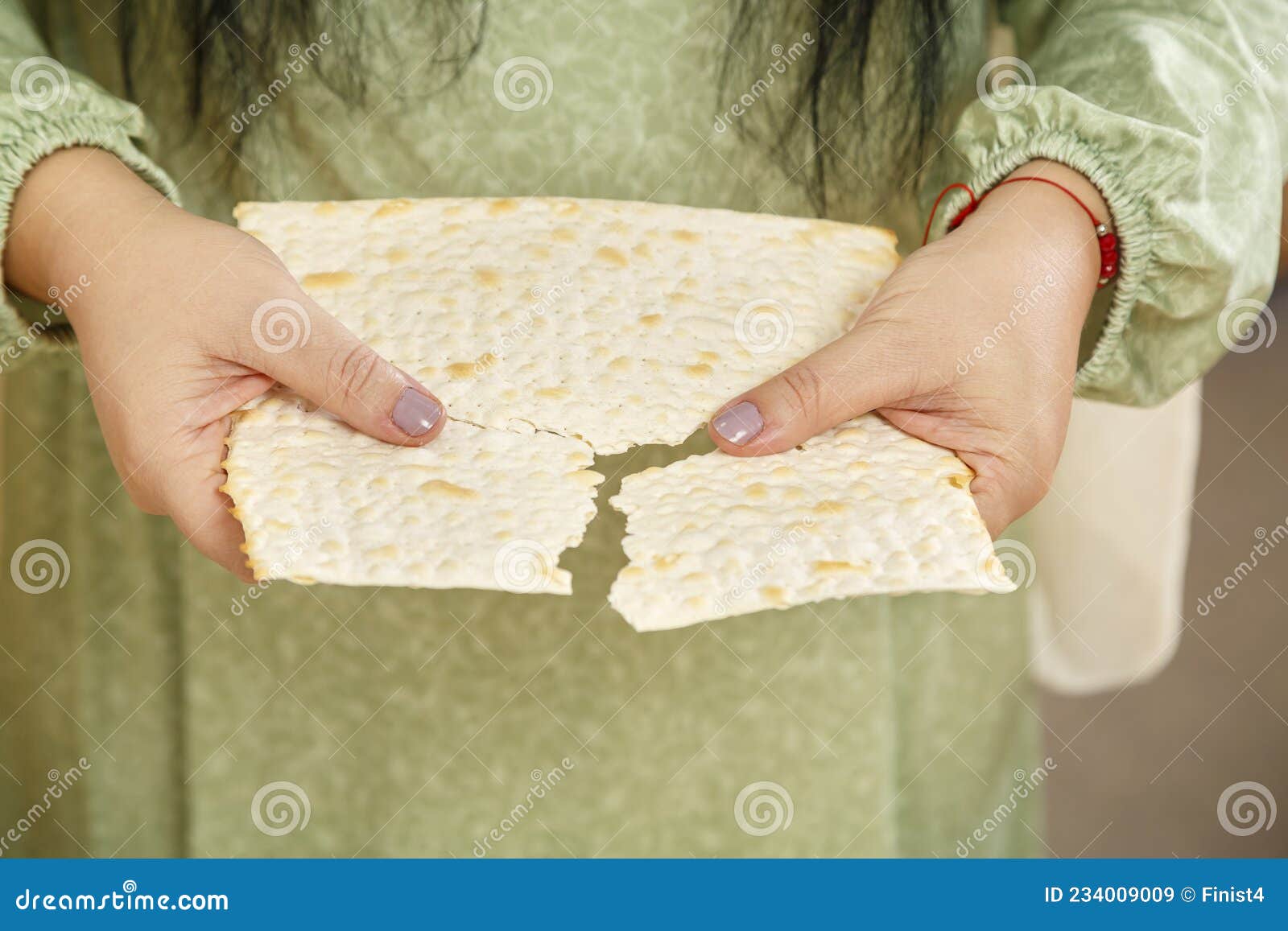 A Matzah Plate in the Hands of a Jewish Woman. Stock Image Image of