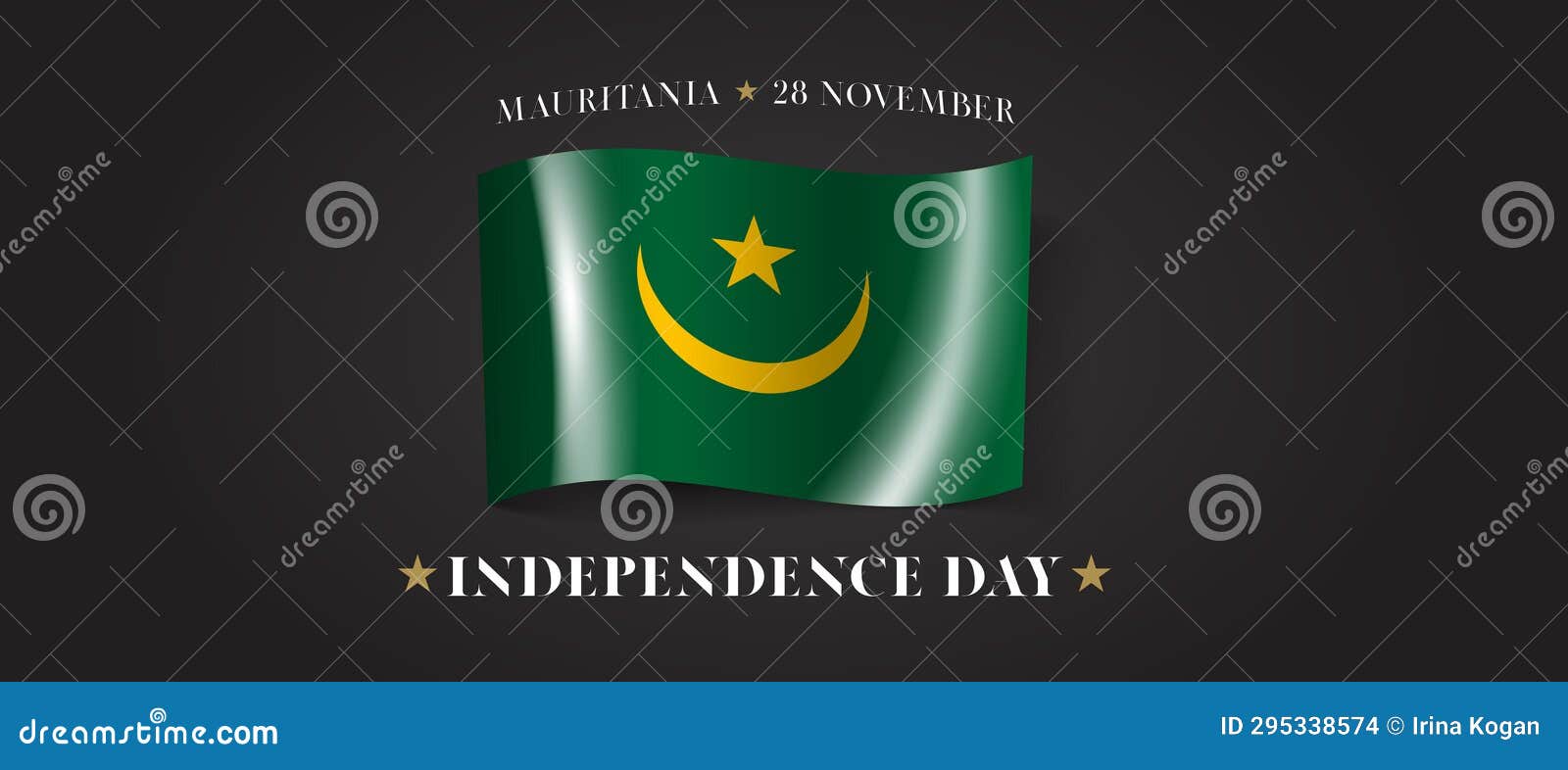 mauritania happy independence day greeting card, banner with template text  