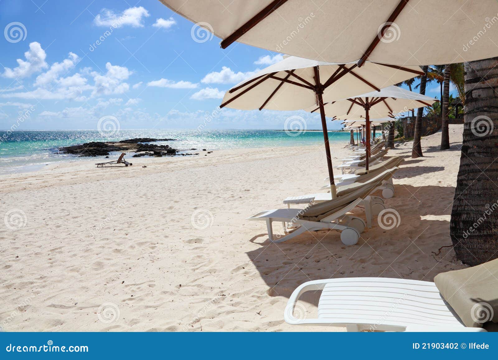 Mauritius Resort Beach with Umbrellas and Chairs Stock Photo Image of