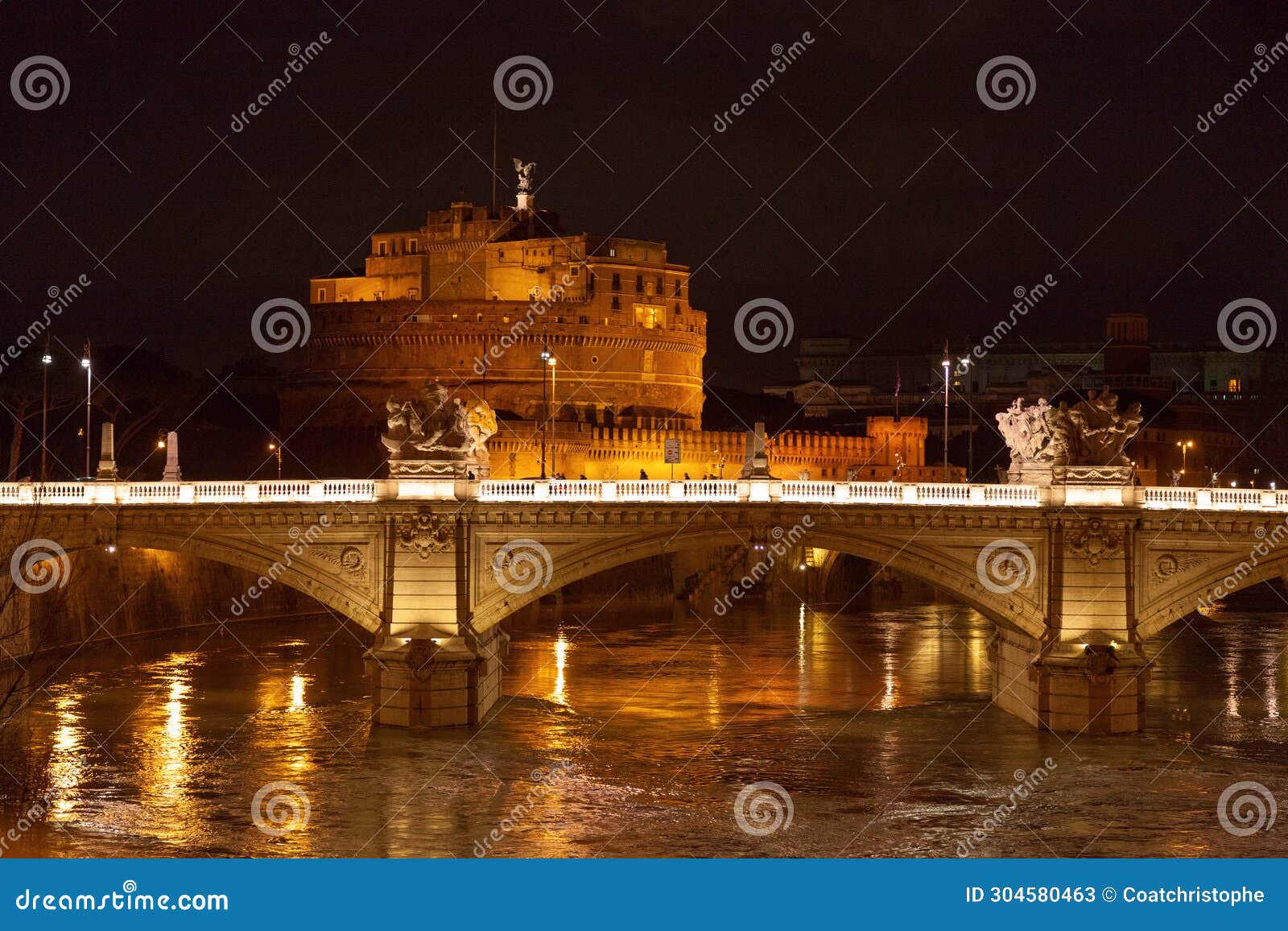 the mausoleum of hadrian in rome by night