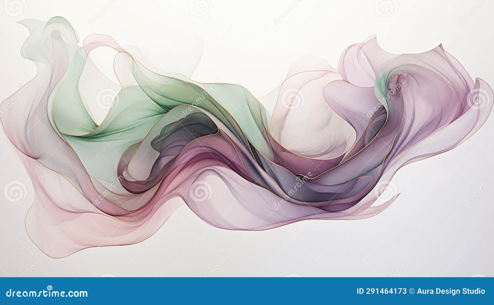 Mauve and Sage Green Flowing Artwork on White Background Stock