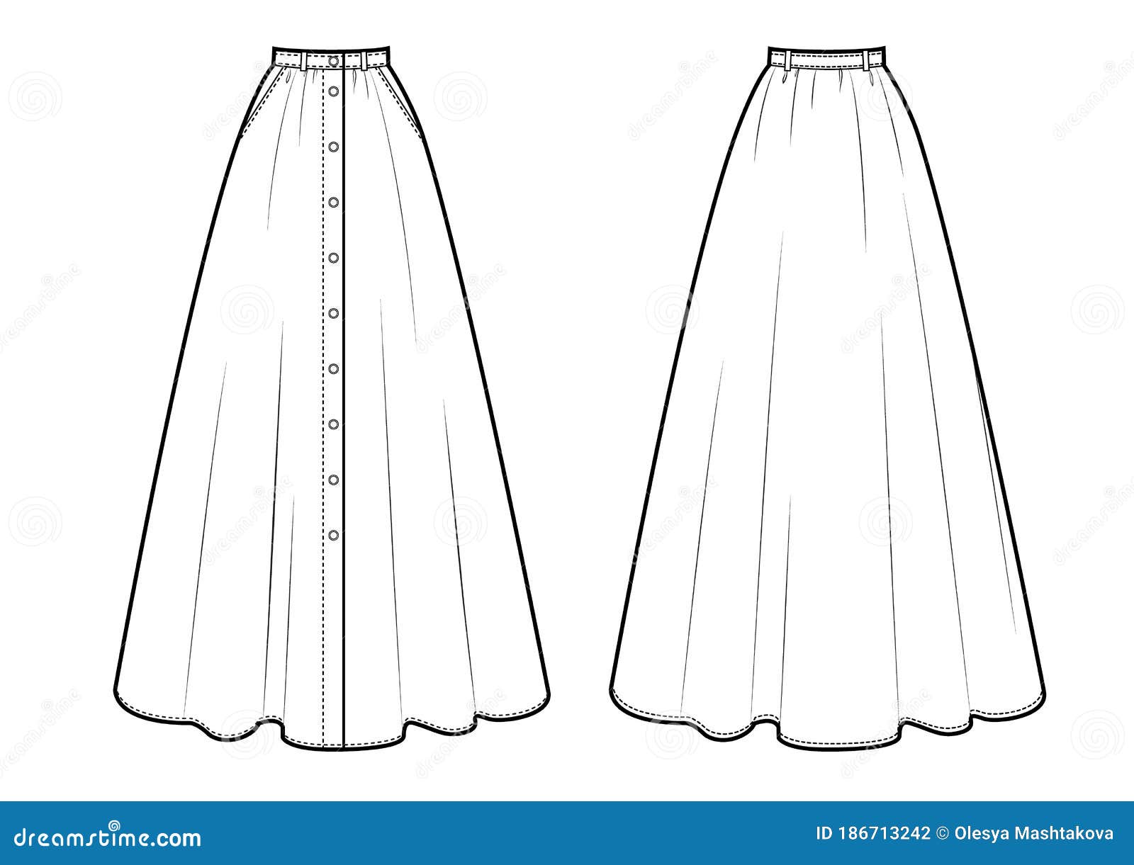 Maxi Skirt Sketch Vector Illustration Stock Illustration - Illustration of blackandwhite ...