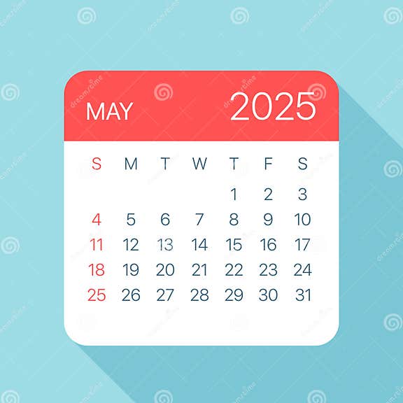 May 2025 Calendar Leaf Vector Illustration Stock Vector Illustration of deadline, green