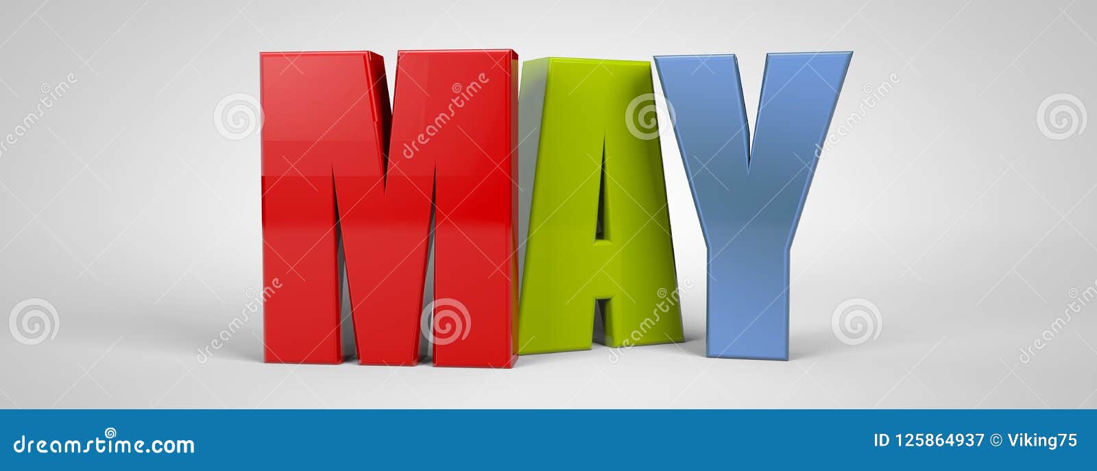 May Calendar Month Multicolor Text Banner, 3d Render Stock Illustration