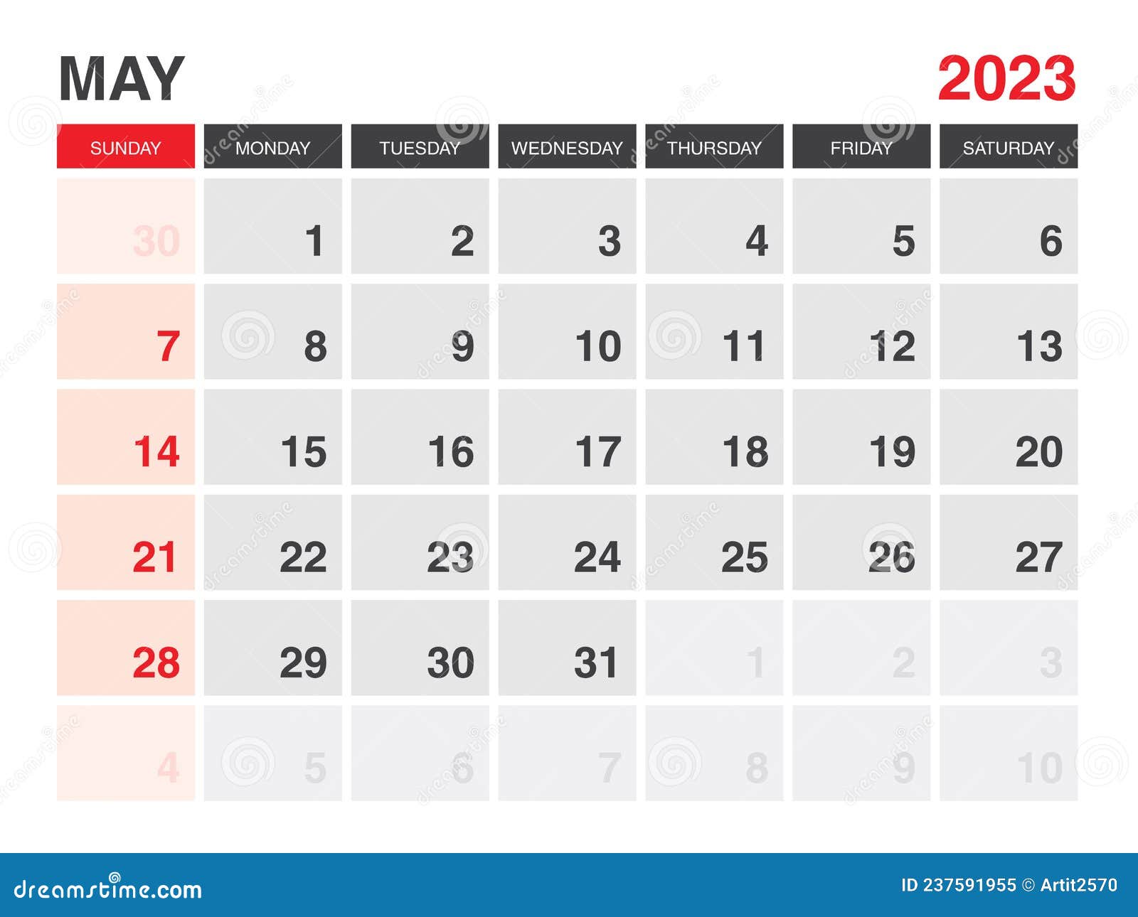 May 2023 Calendar Printable, Calendar 2023, Planner 2023 Design, Desk  Calendar Template, Wall Calendar, Organizer Office Stock Vector -  Illustration Of Booking, Cover: 237591955