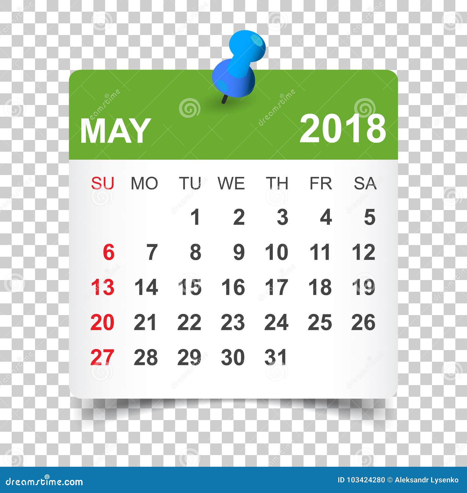 may-2018-calendar-calendar-sticker-design-template-stock-vector