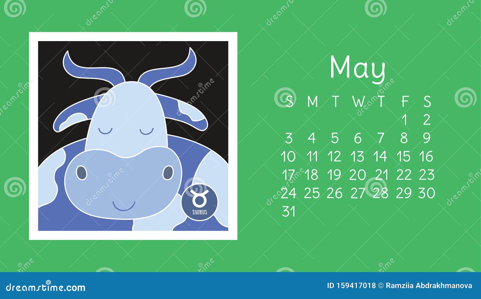 May Calendar Zodiac Sign Taurus Vector Horoscope Astrological Calender Color Design Stock Vector Illustration Of Template Horoscope