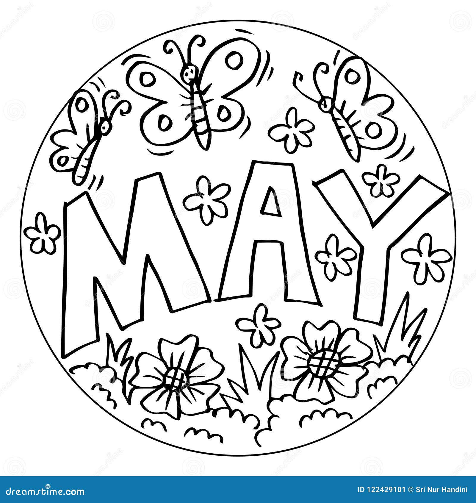May Coloring Pages For Kids Stock Vector Illustration Of Page Children 122429101