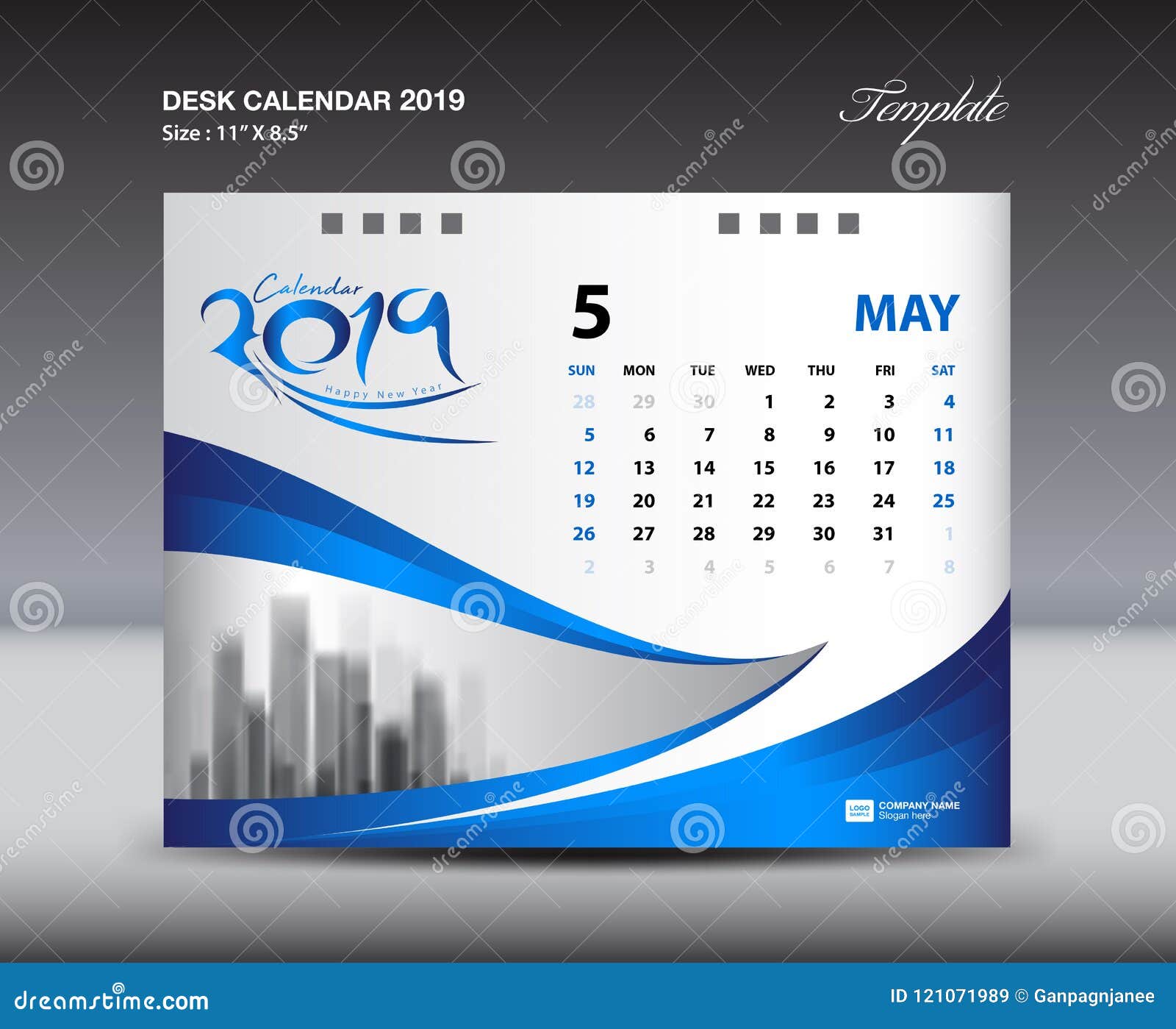 May Desk Calendar 2019 Template Week Starts Sunday Stationery