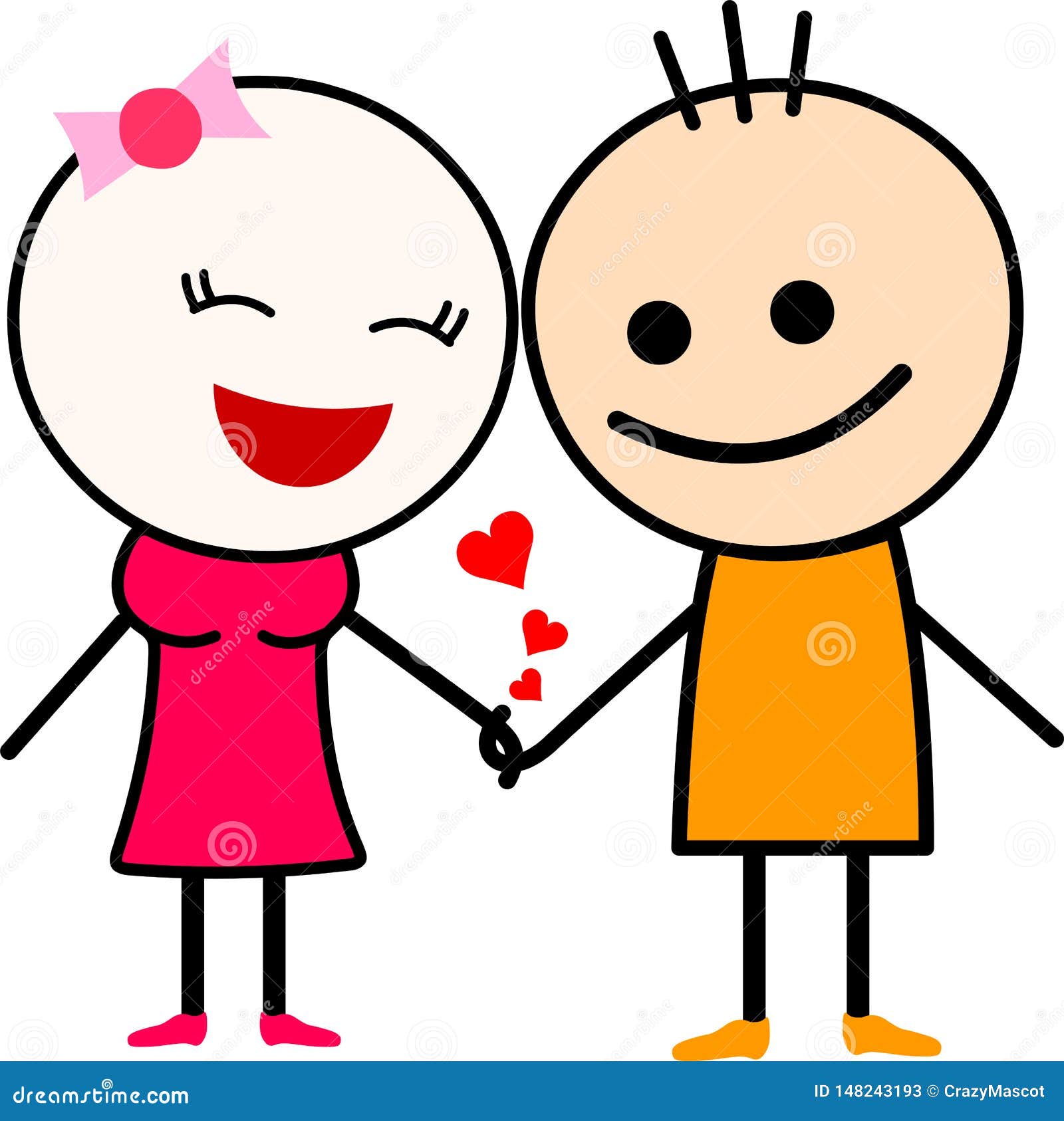 A Cute Cartoon Love Couple, Holding Hands. Stock Vector - Illustration of heart, enjoying: 148243193 A Cute Cartoon Love Couple, Holding Hands. Stock Vector - Illustration of heart, enjoying: 148243193