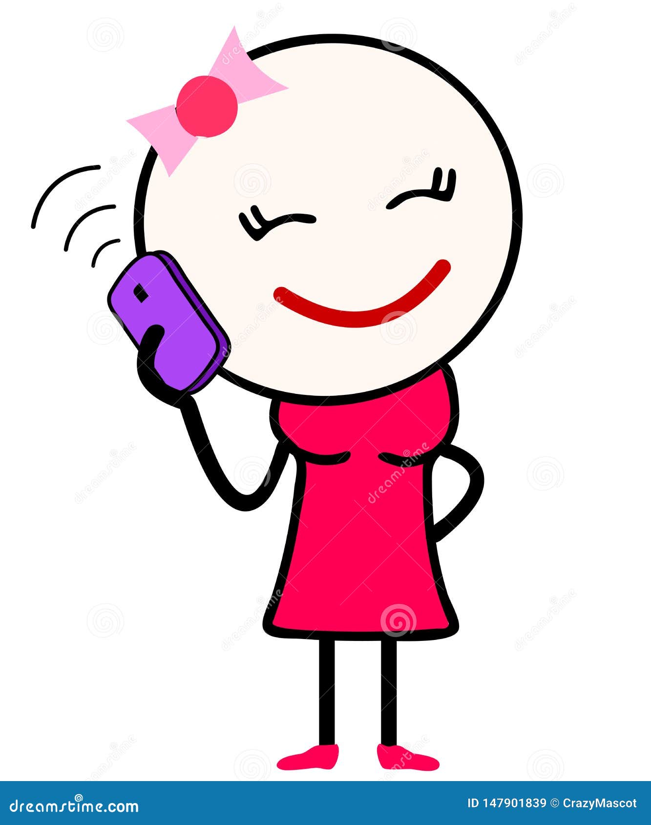 Vector Illustration of a Cute Girl Cartoon Talking Over Mobile Phone. Stock  Illustration - Illustration of beautiful, mobile: 147901839