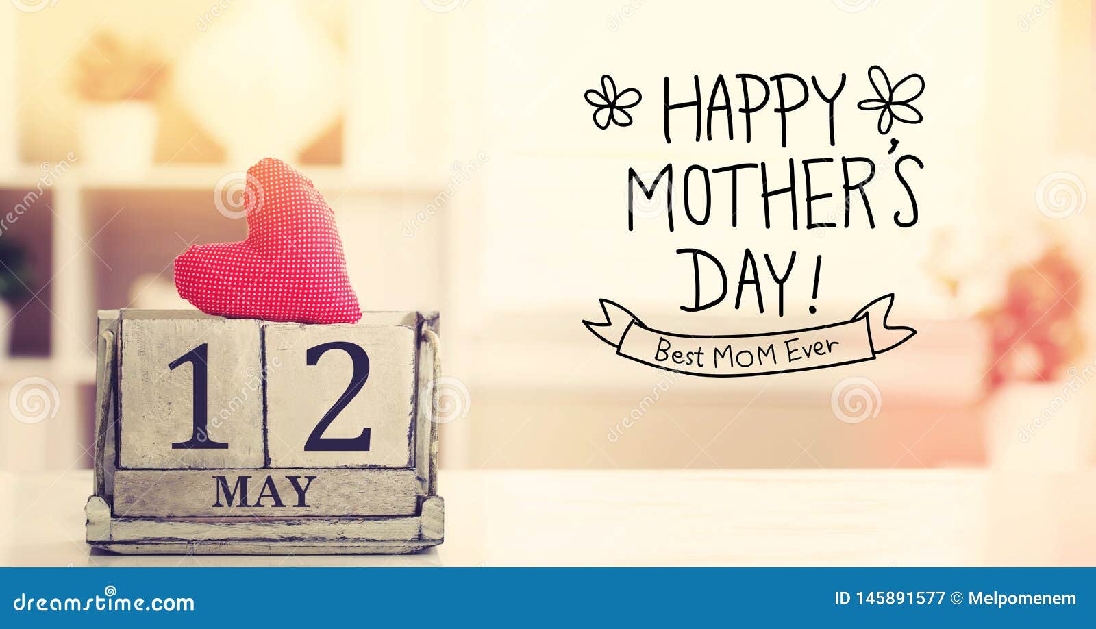 12 May Happy Mothers Day Message With Calendar Stock Image Image of