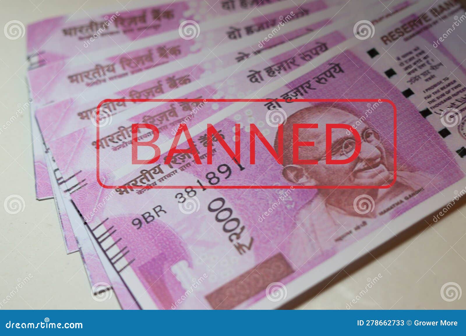 20 May 2023, India, 2000 Rupee Currency Note with Red Banned Text