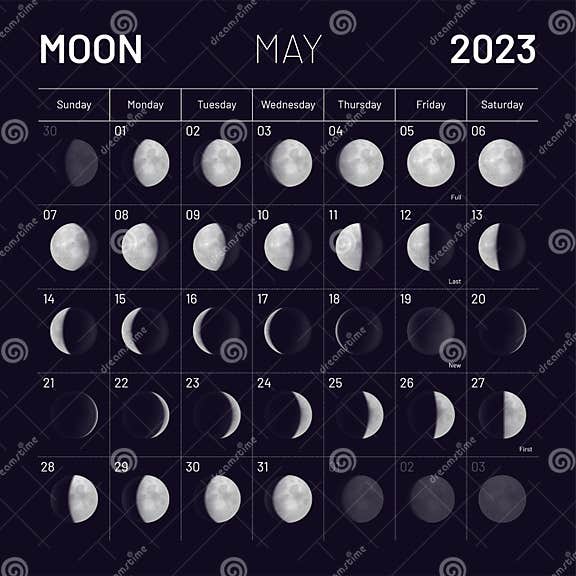 May Lunar Calendar for 2023 Year, Monthly Cycle Planner Stock Vector ...