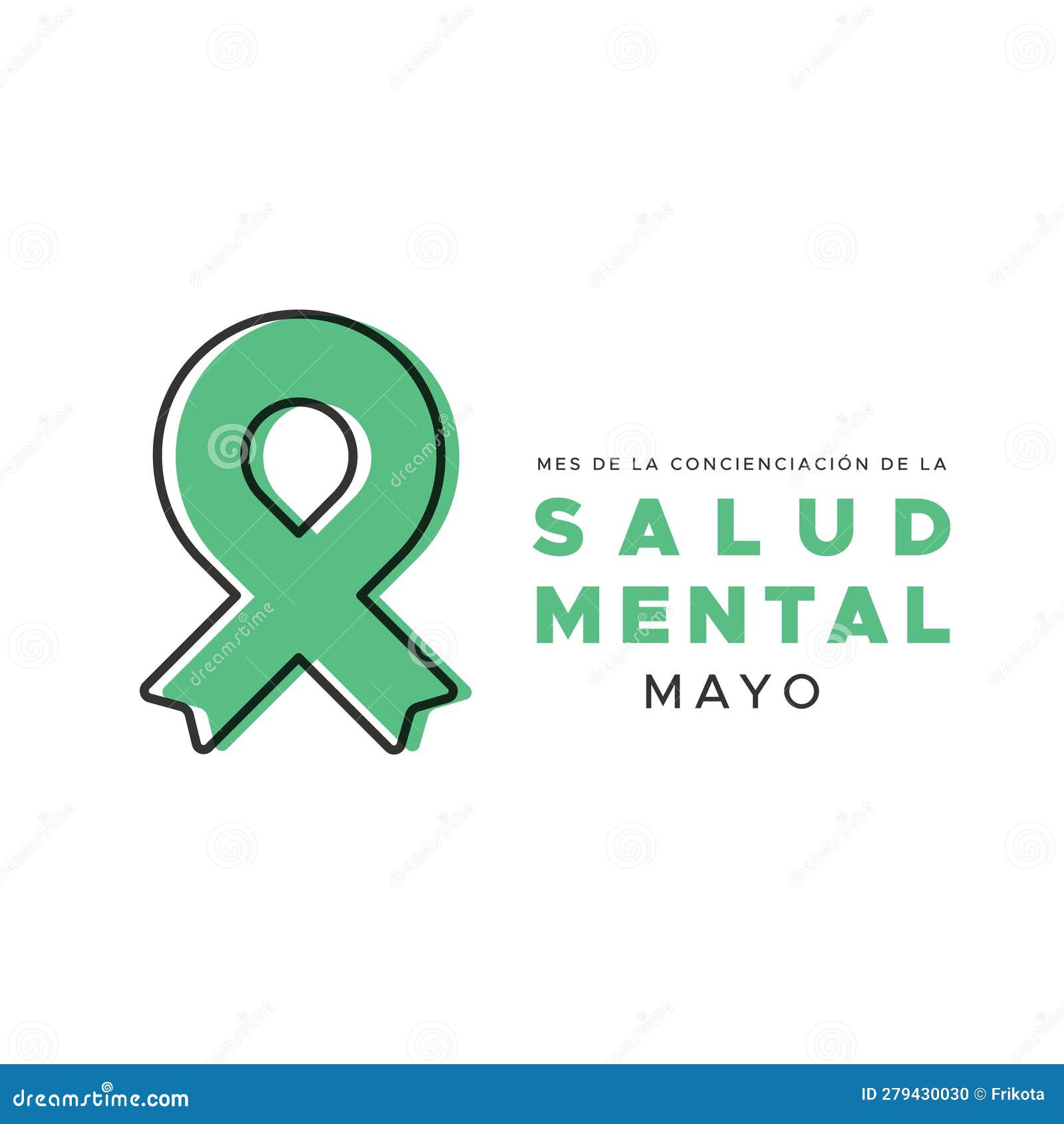 may is mental health awareness month in spanish. mes de la concienciacion de la salud mental. green awareness ribbon. 