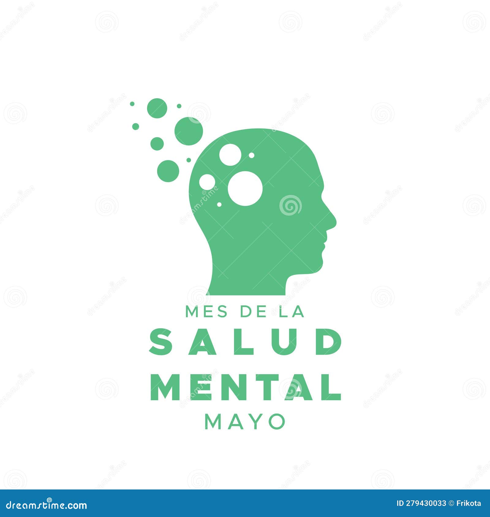 may is mental health awareness month in spanish. mes de la salud mental mayo. human head icon.  , flat 