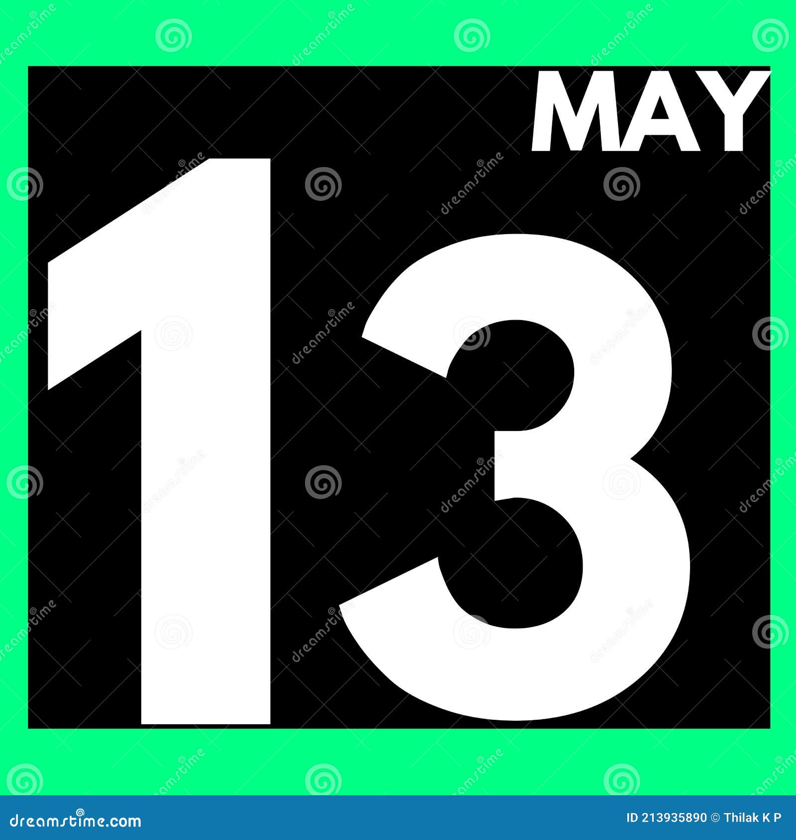 May 13 . Modern daily Calendar Icon .date ,day, Month Stock