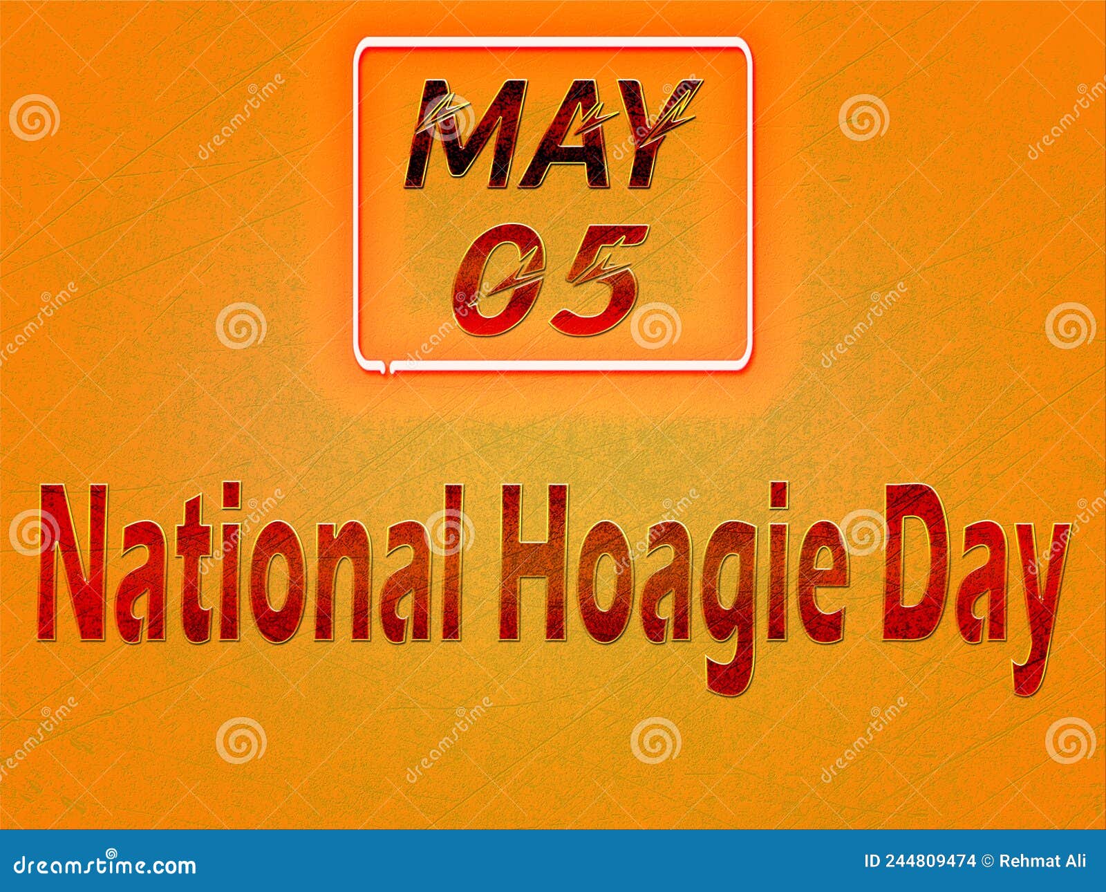 05 May, National Hoagie Day, Text Effect on Orange Background Stock
