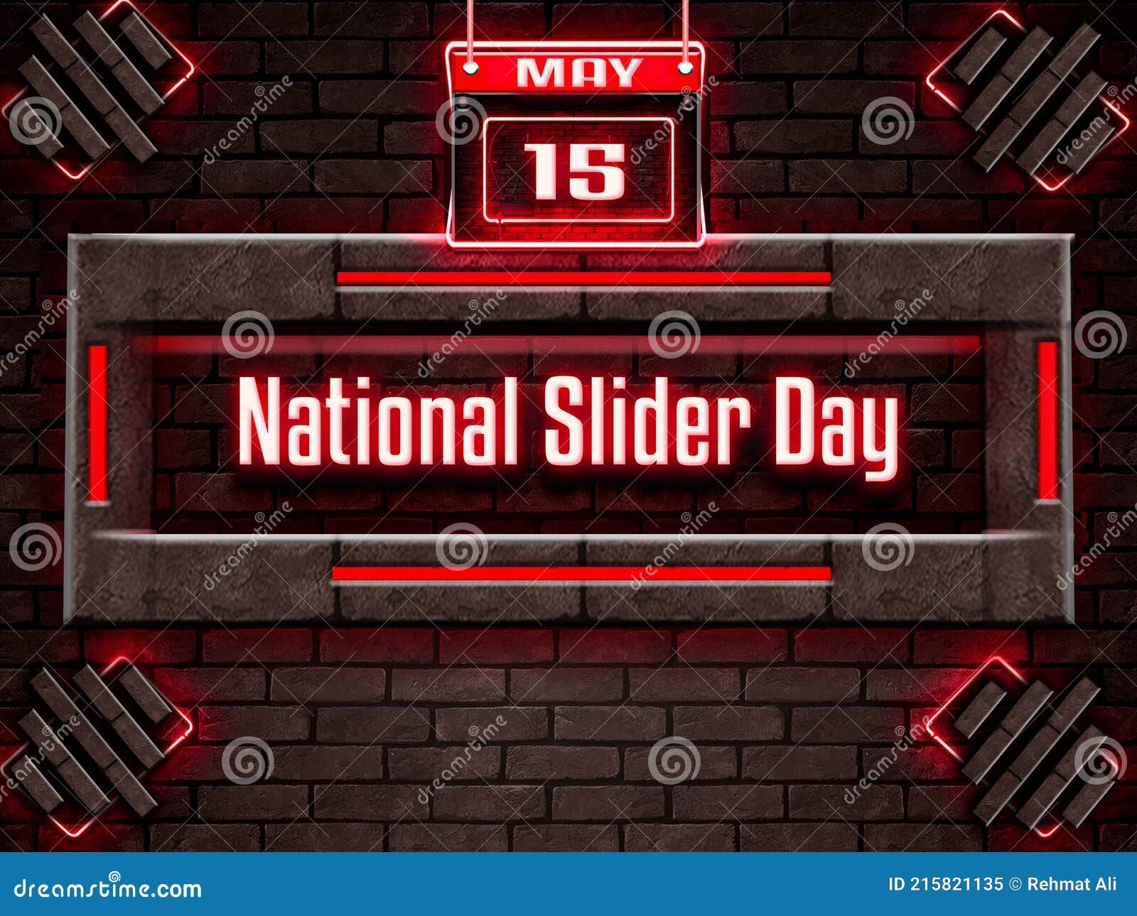 15 May, National Slider Day, Neon Text Effect on Bricks Background