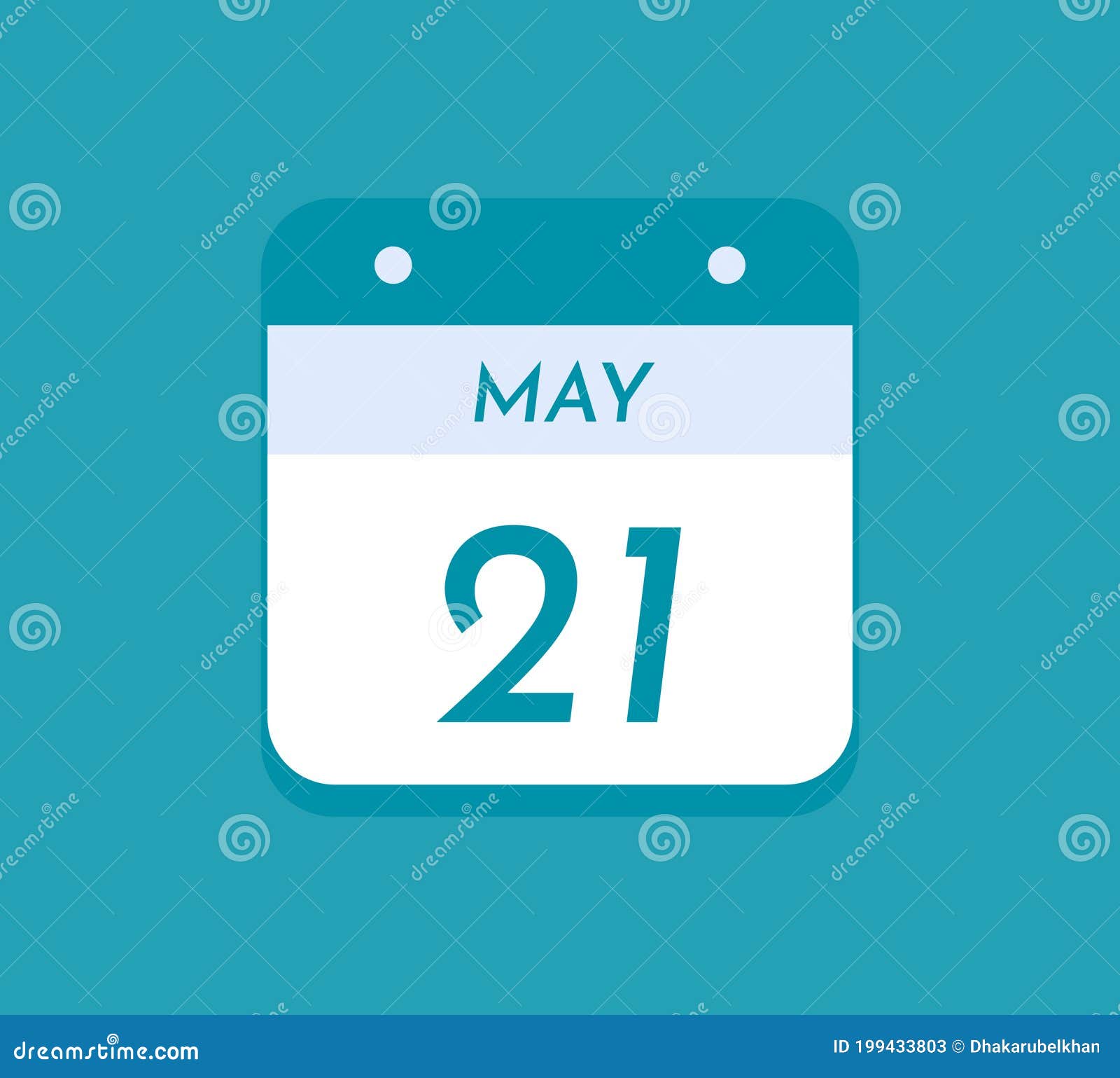 May 21 Single Day Calendar, 21 May Stock Vector Illustration of