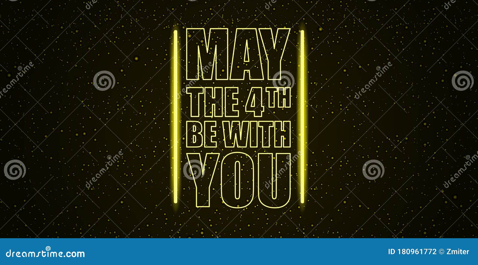 may the 4th be with you holiday greetings   with text on night space background with glowing stars