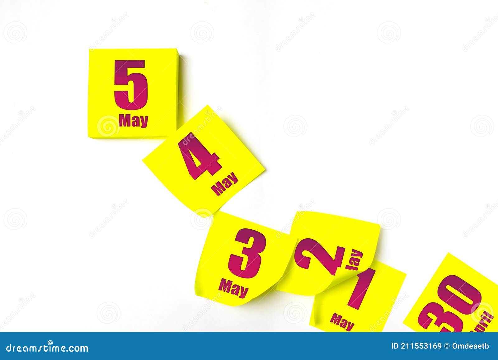 May 5th. Day 5 of Month, Calendar Date. Many Yellow Sheet of the