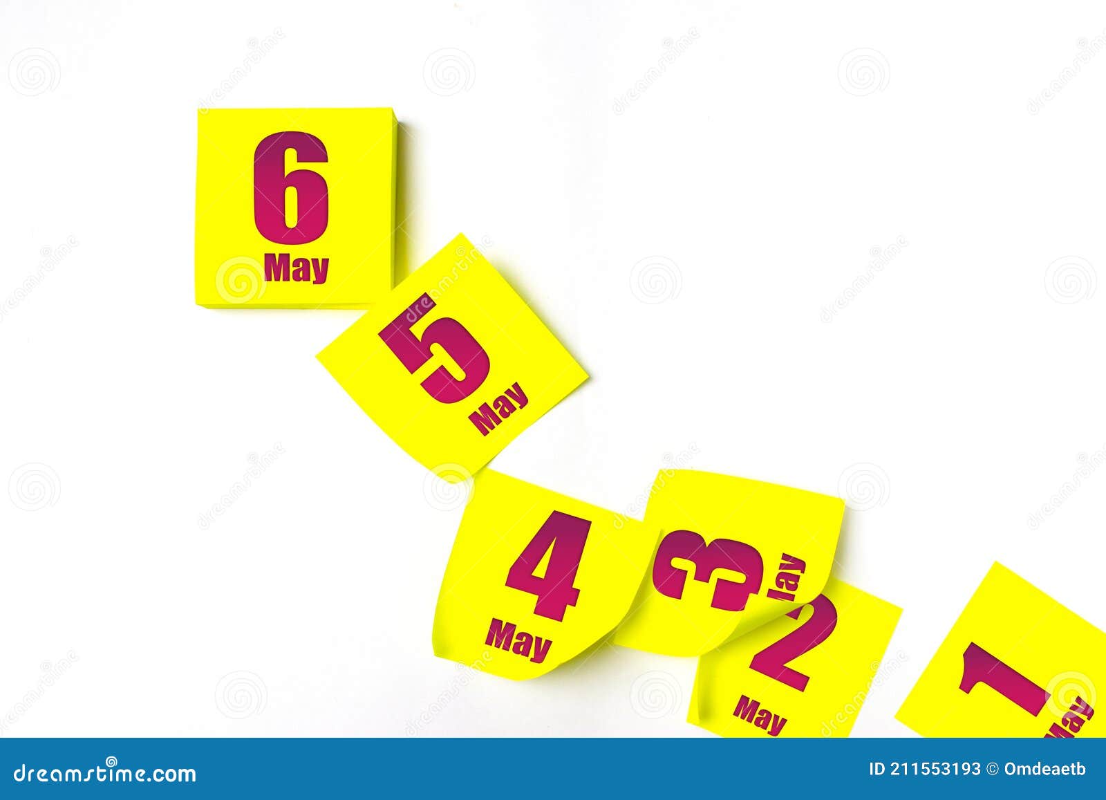 May 6th. Day 6 of Month, Calendar Date. Many Yellow Sheet of the