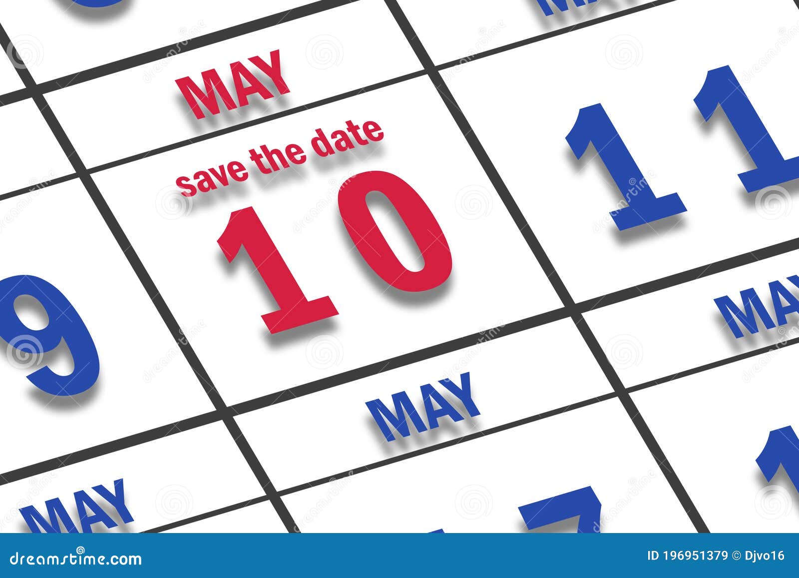 May 10th. Day 10 of Month, Date Marked Save the Date on a Calendar