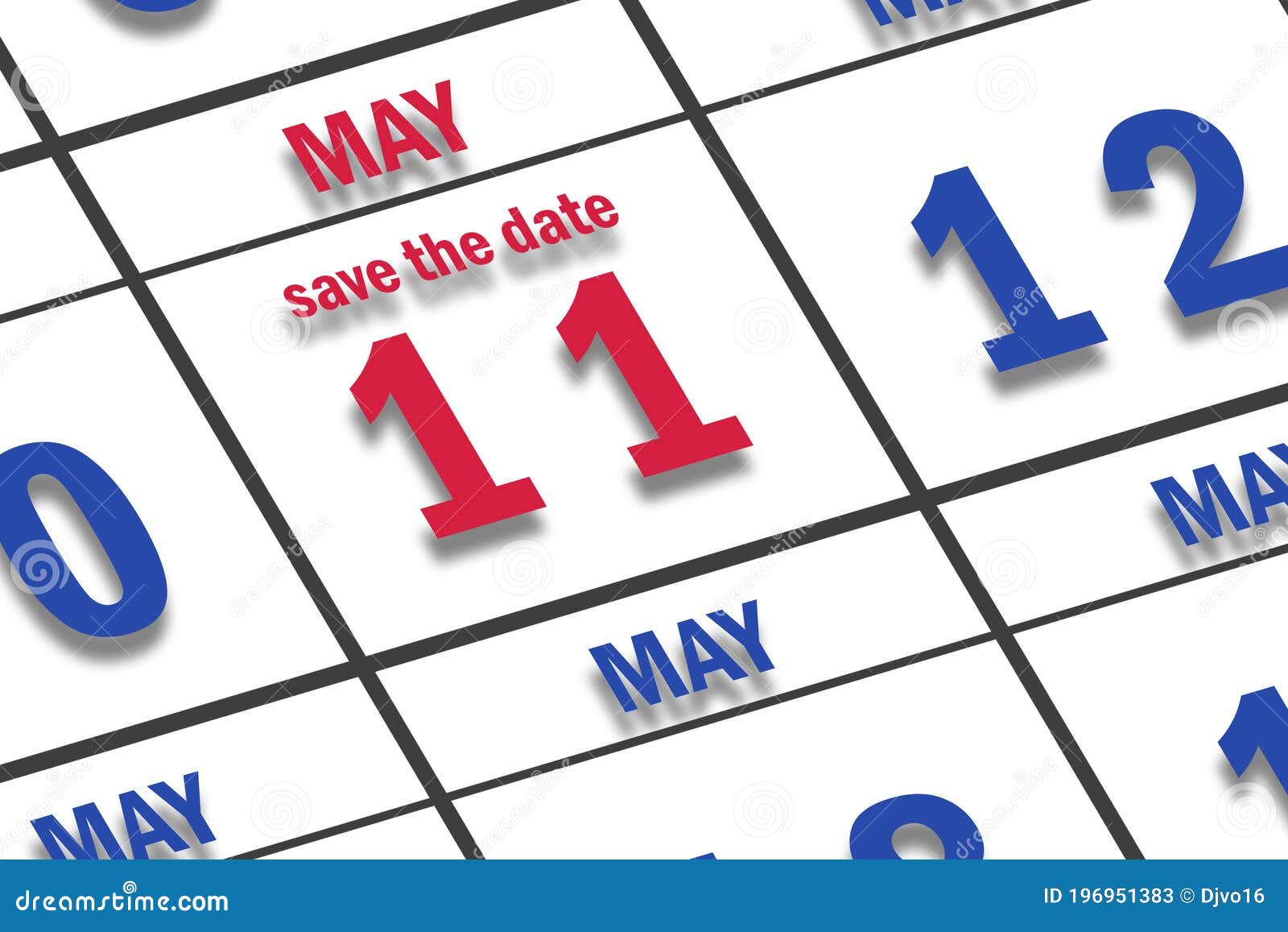 May 11th. Day 11 of Month, Date Marked Save the Date on a Calendar