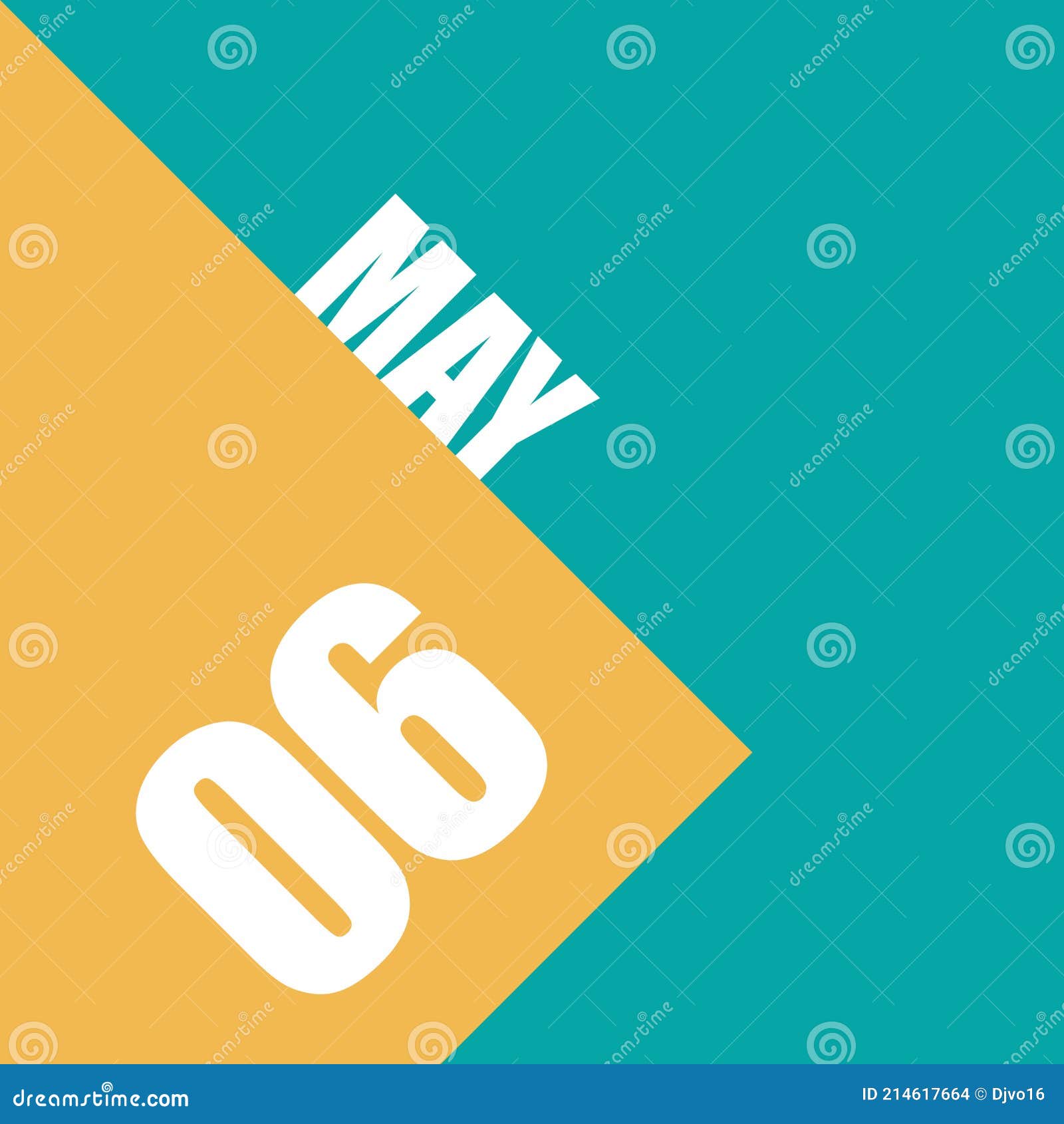 May 6th. Day 6 of Month,illustration of Date Inscription on Orange and