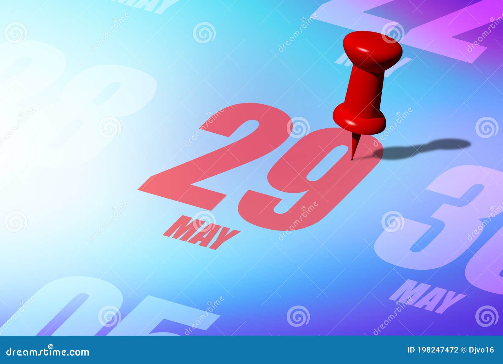 May 29th. Day 29 of Month, Red Date Written and Pinned on a Calendar To