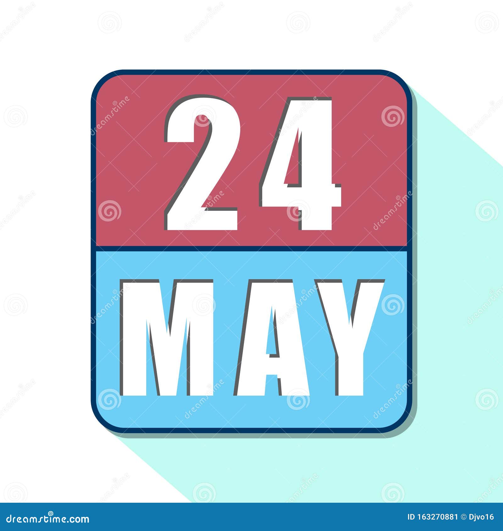 May 24th. Day 24 of Month,Simple Calendar Icon on White Background