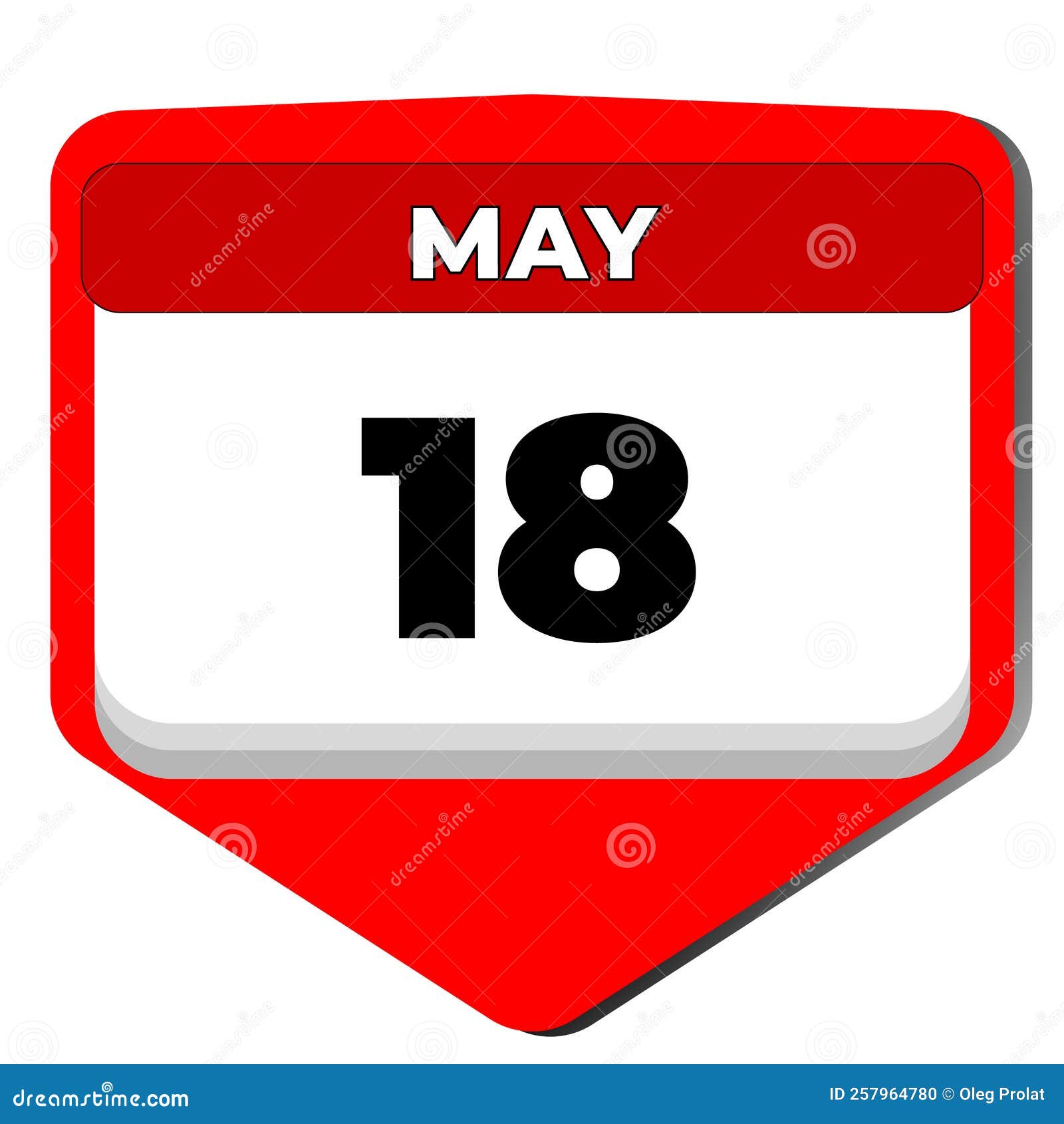 18 May Vector Icon Calendar Day. 18 Date of May. Eighteenth Day of May