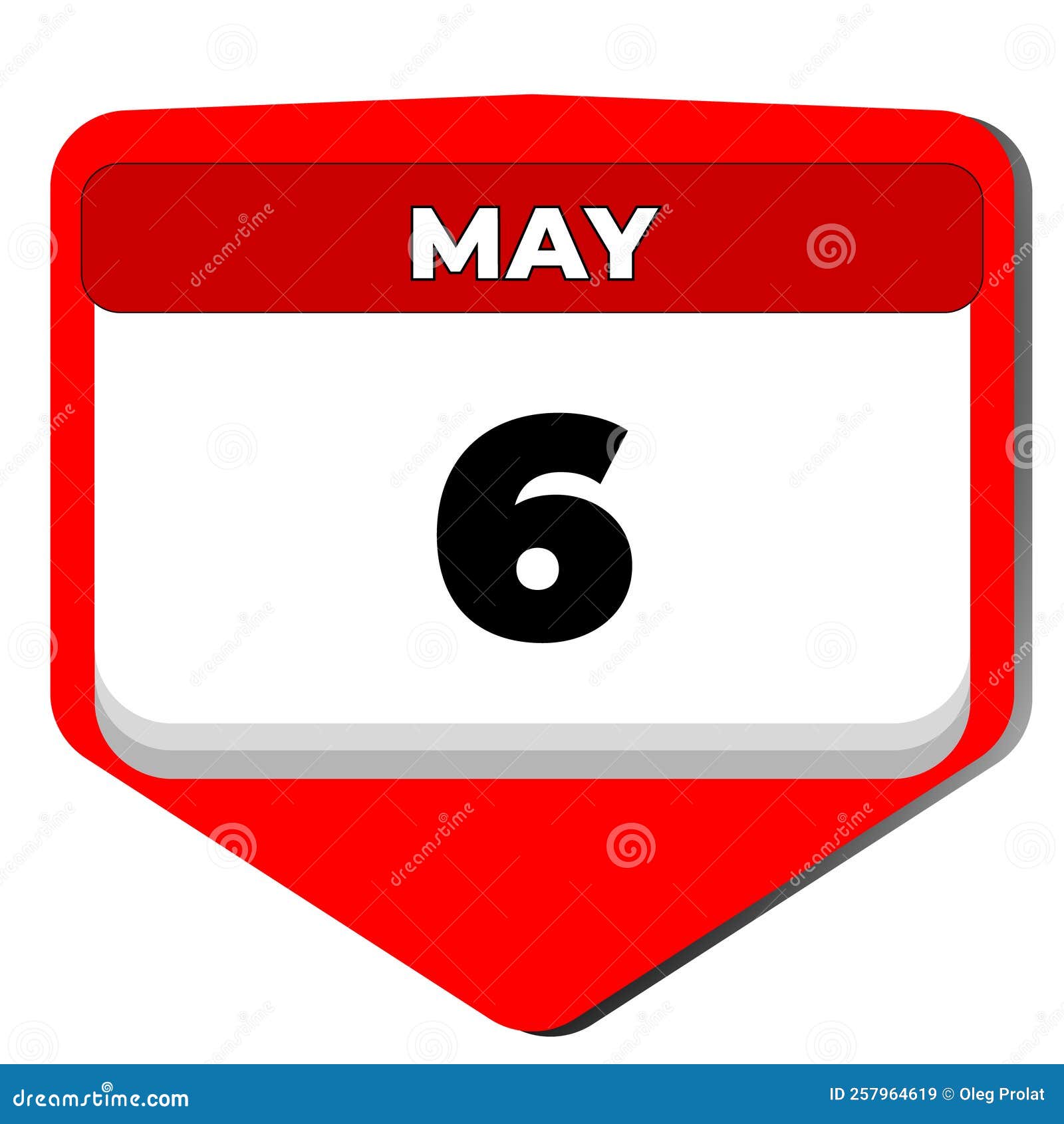 6 May Vector Icon Calendar Day. 6 Date of May. Sixth Day of May. 6th