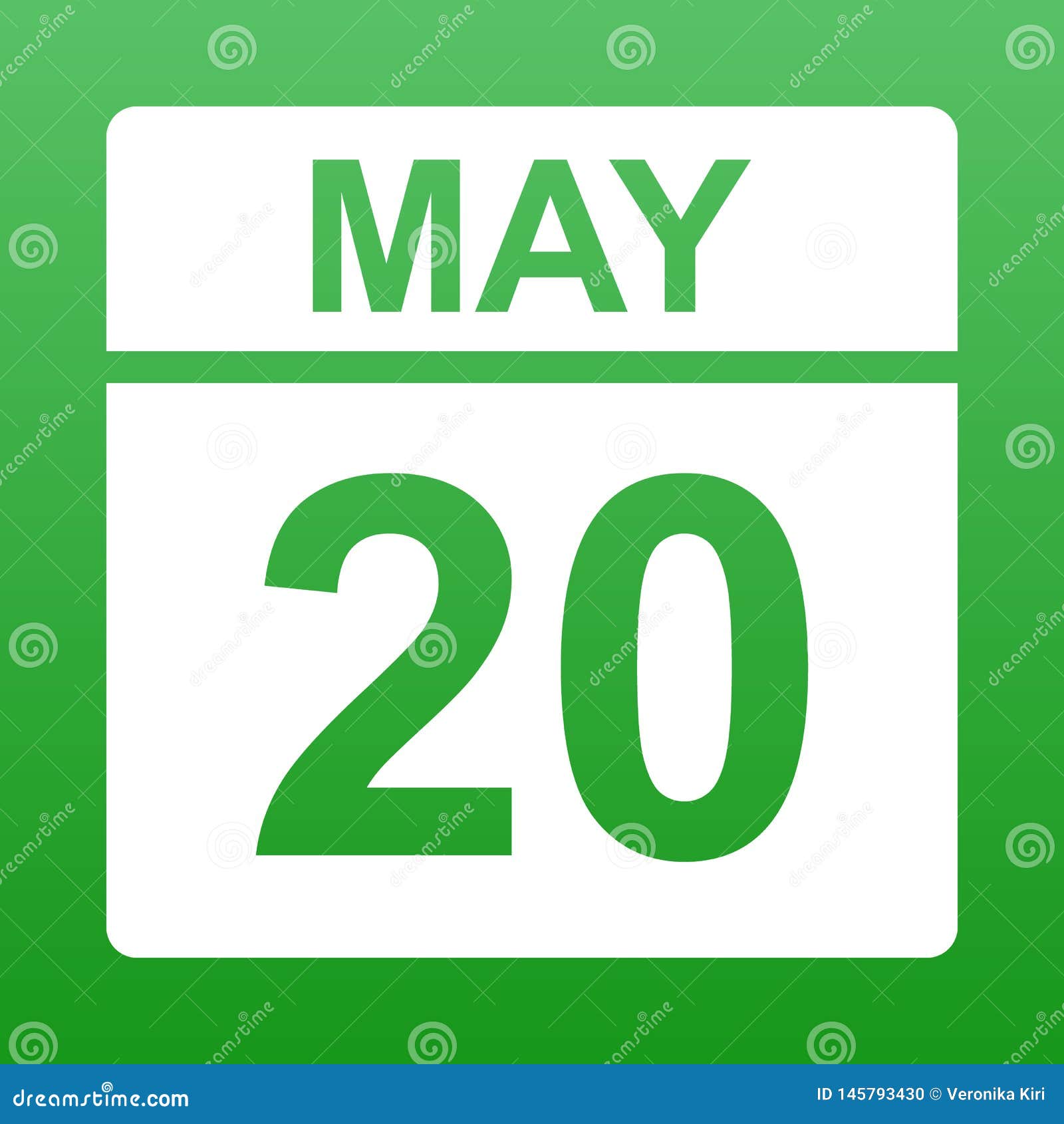 May 20. Day on the Calendar. Stock Vector Illustration of reminder
