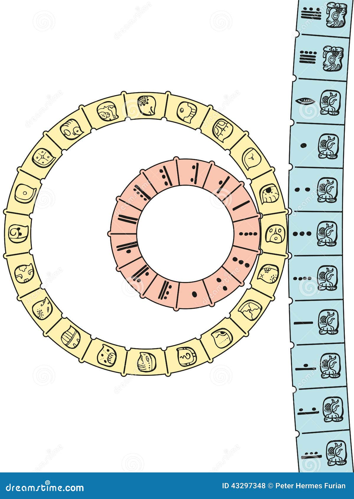 Maya Calendar 2D stock vector. Illustration of gods, hieroglyphics