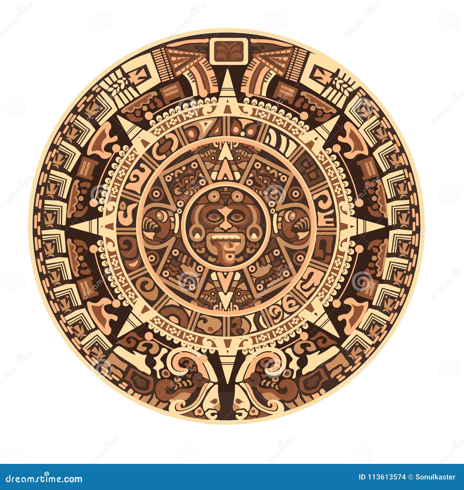 maya calendar of mayan or aztec  hieroglyph signs and s