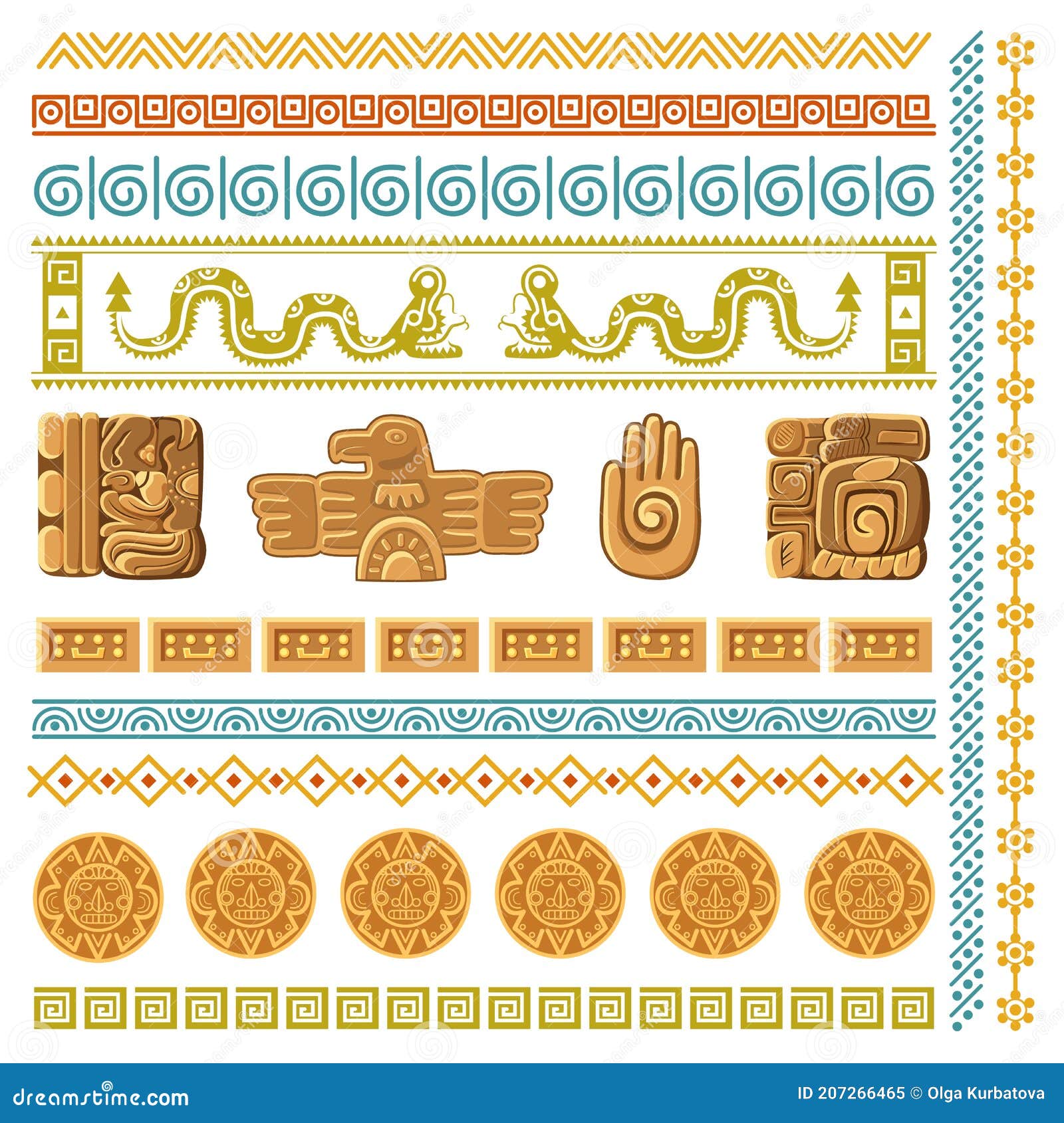 maya civilization graphics patterns. aztec decoration s frames and borders, inca ancient art s and