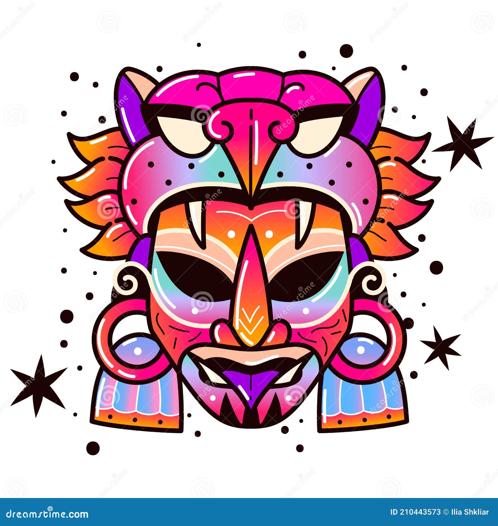 Leraar op school Entertainment sympathie Maya culture mask stock vector. Illustration of inca - 210443573