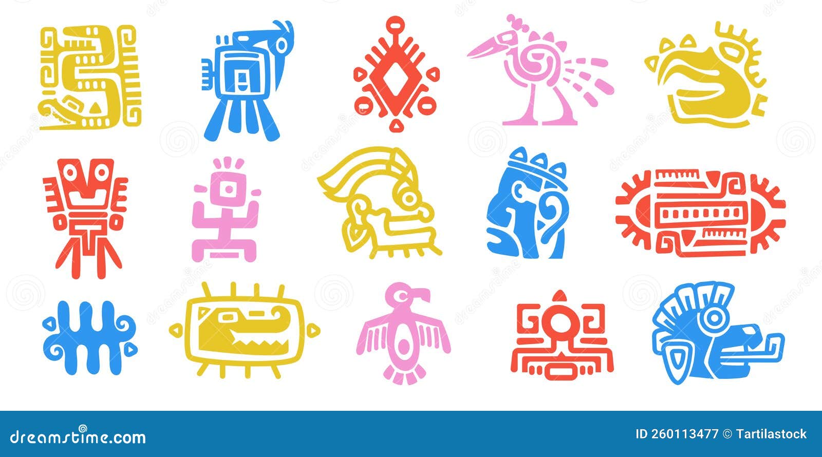 Mayan Animal Totem. Ancient Maya Aztec Native Mythology Symbols