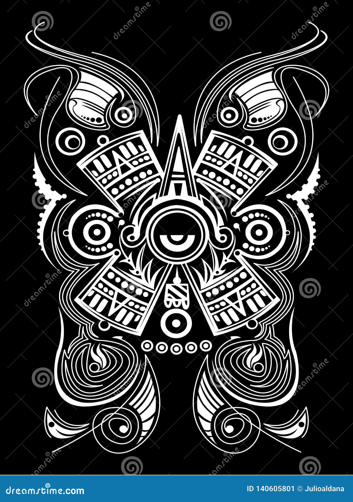 Ancient aztec totem Mexican god Ancient Mayan civilization Indian mayan  carved in stone tattoo art Mayan tattoo and tshirt design Stock Vector   Adobe Stock