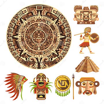 Mayan or Aztec Culture, Maya Calendar, Mexican History Stock Vector ...