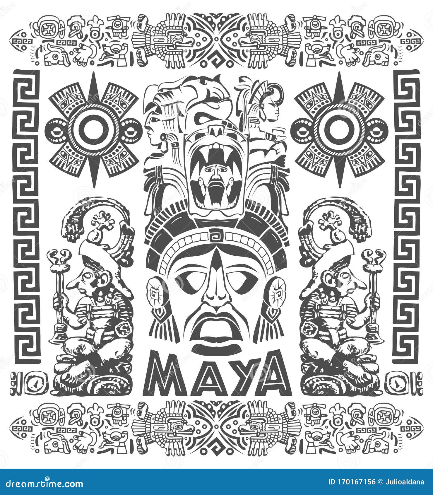 mayan aztec motifs concept  , tattoo tribal style.