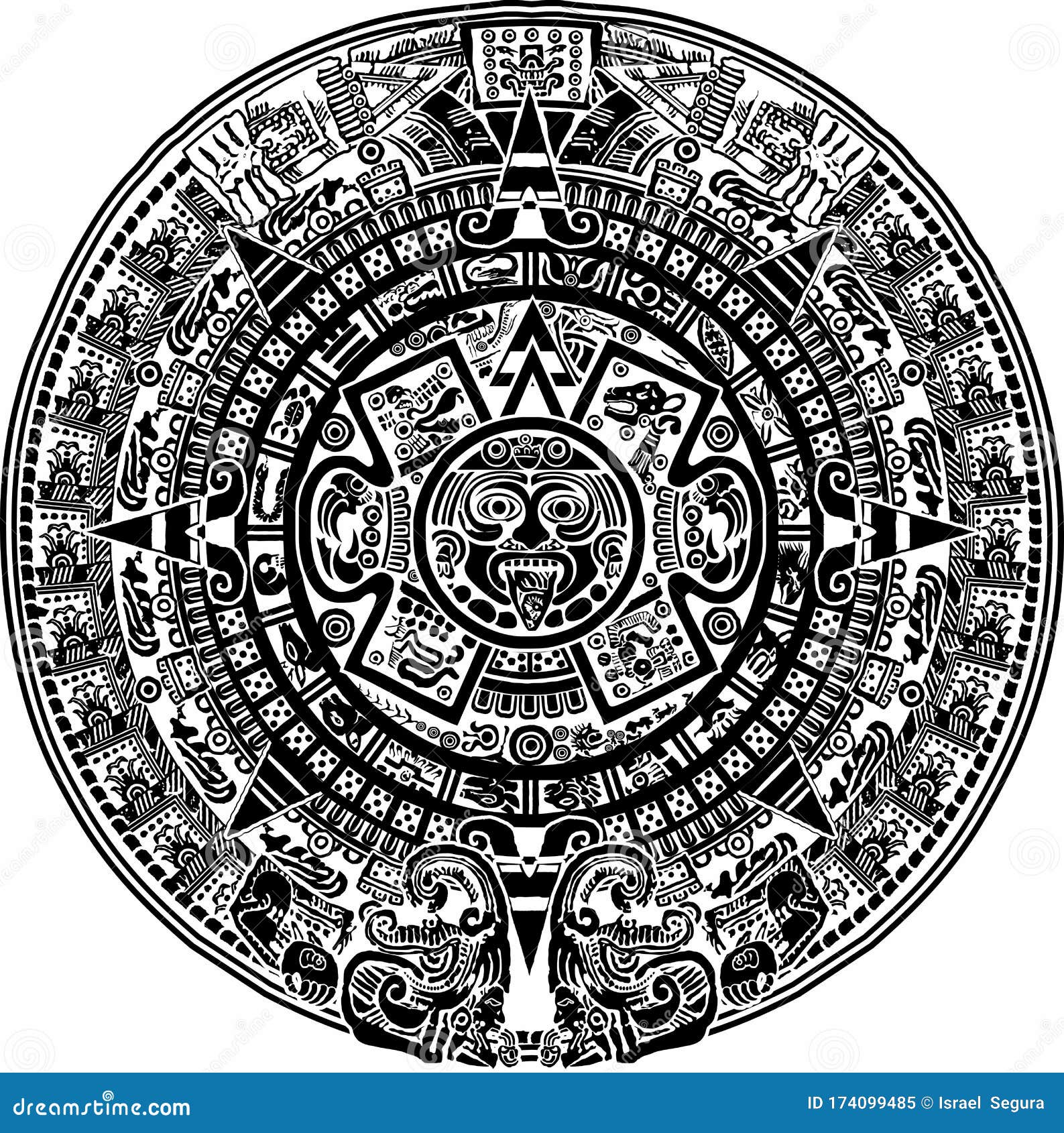 Mayan Calendar Stock Illustration Illustration Of Aztec 174099485