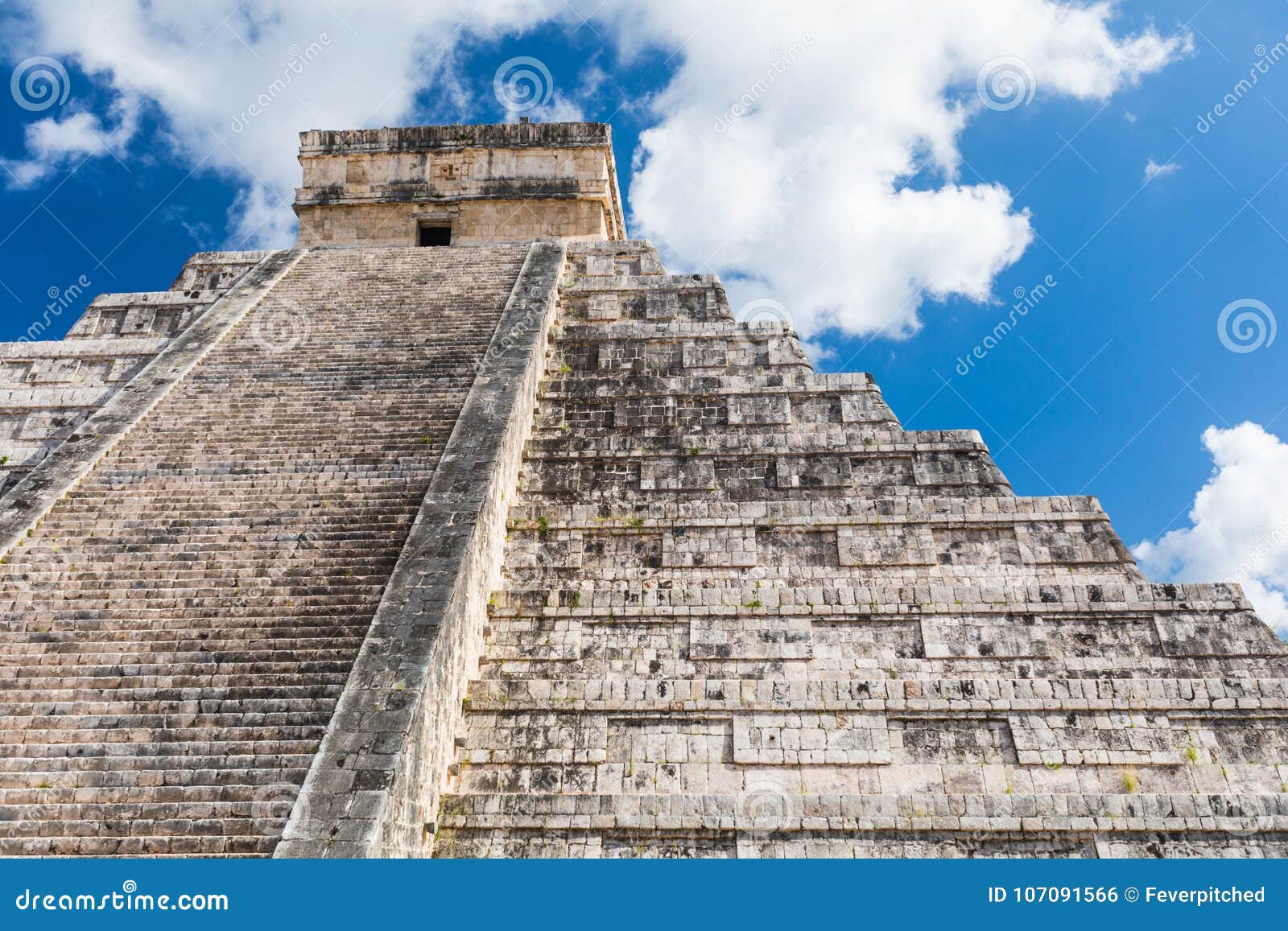 mayan el castillo pyramid at the archaeological site in mexico