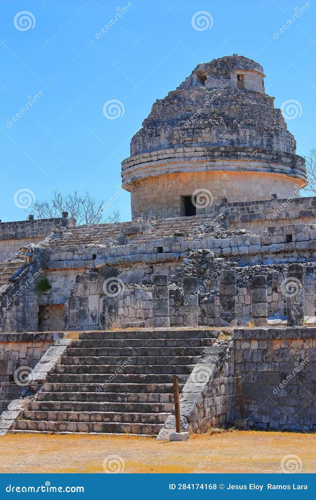 mayan observatory in chichenitza pyramids in yucatan, mexico xvii