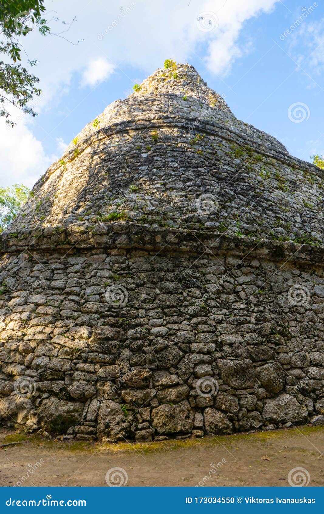 mayan observatory in coba observatorio astronomico de coba. ancient building in archeological site. travel photo. mexico. yucata