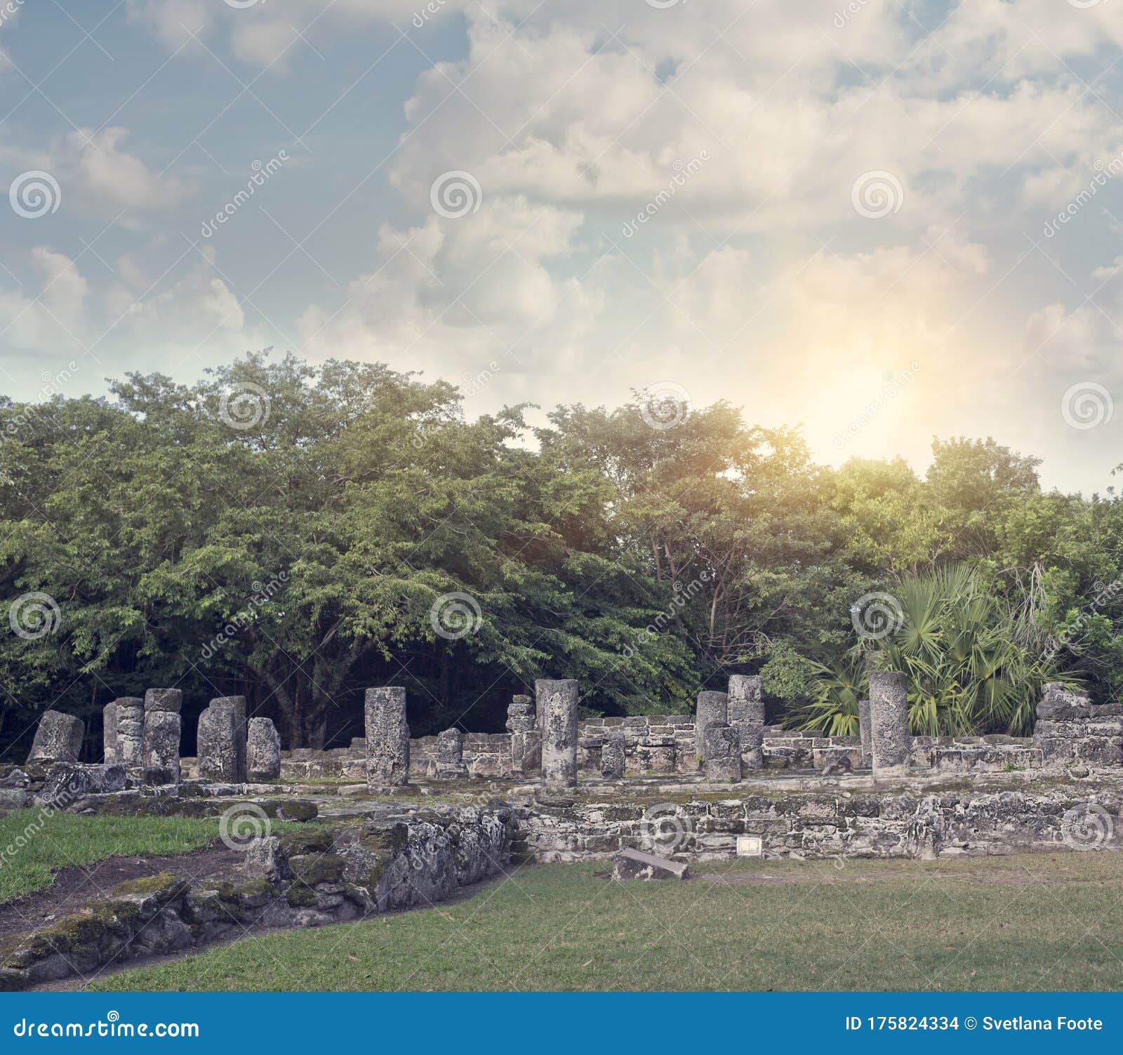 mayan ruins in san gervasio,cozumel, mexico.the palace structure