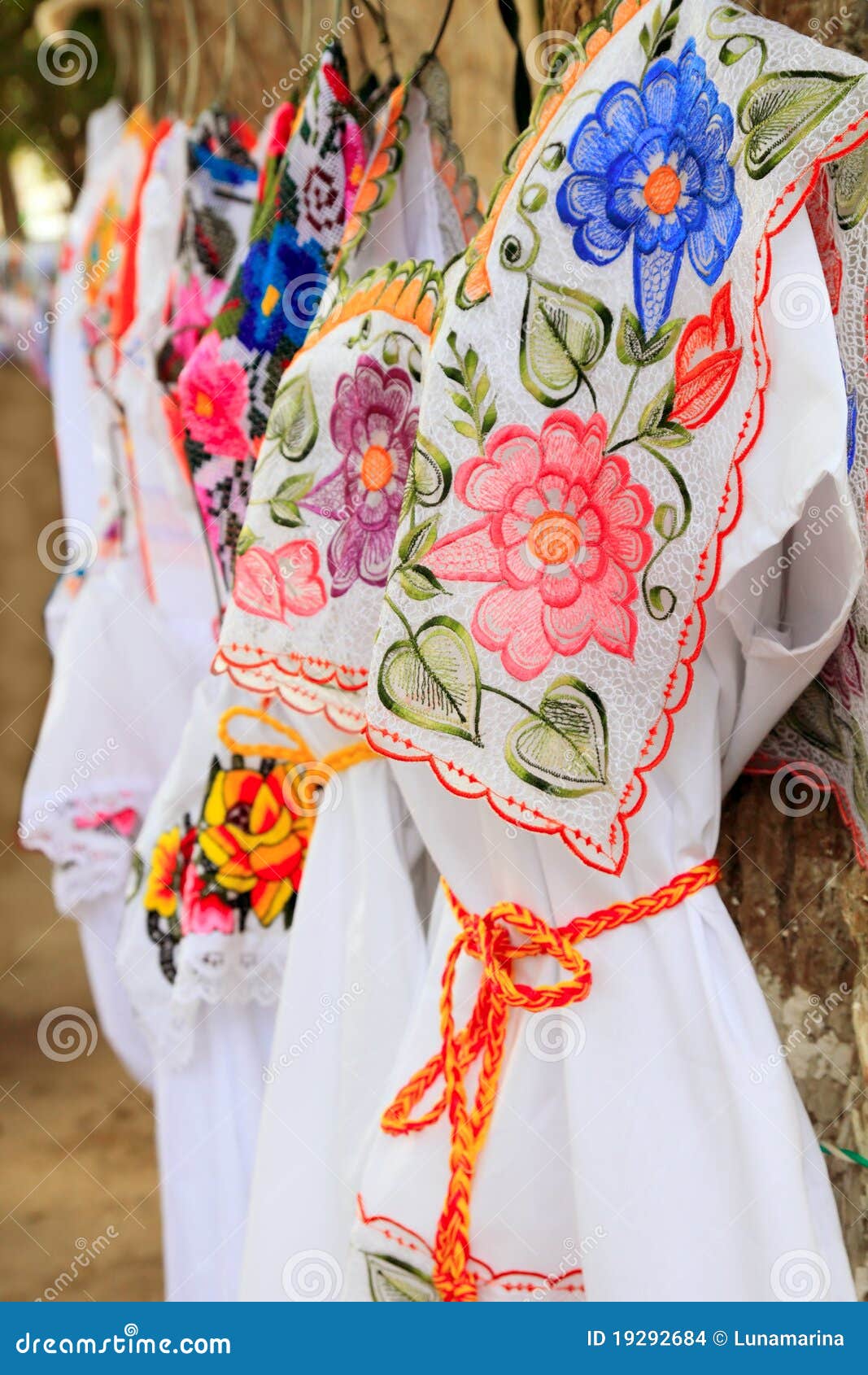 Mayan Woman Dress Embroidery Yucatan Mexico Stock Photo - Image of ...