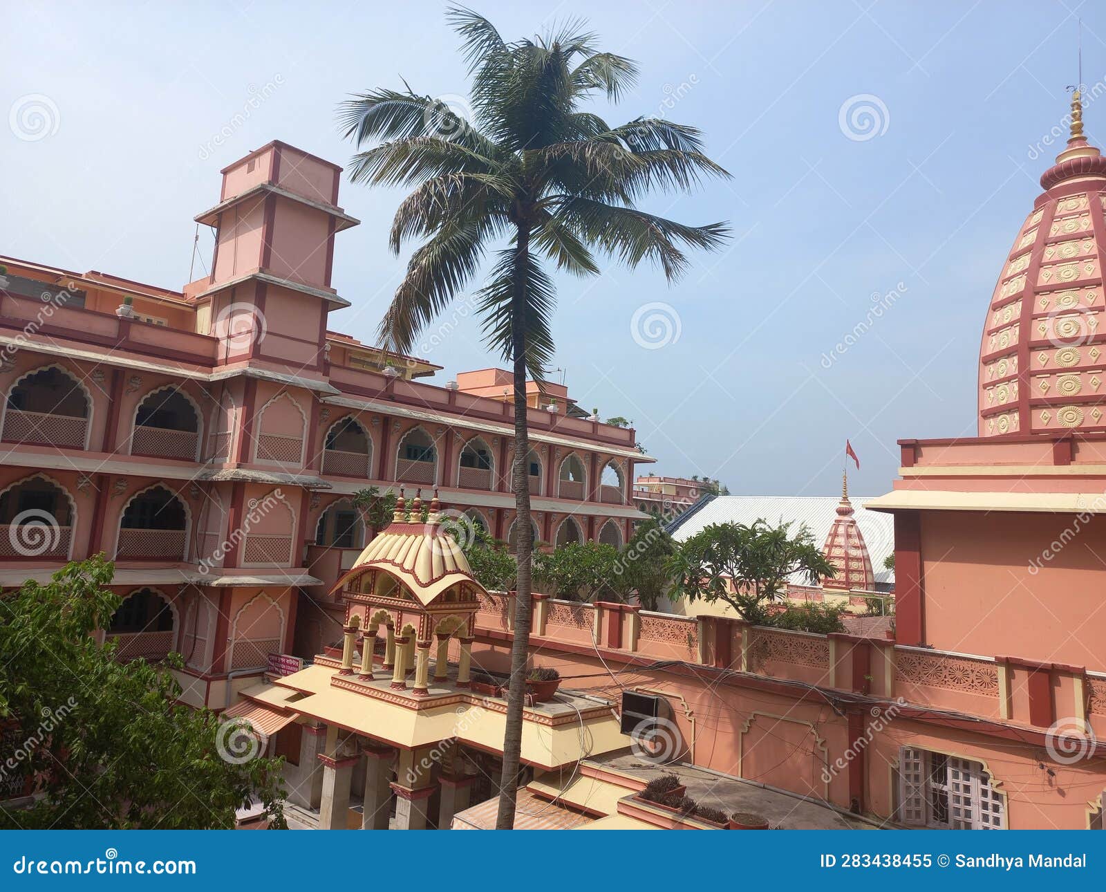 beautiful view of the iskcon temple, mayapur, west bengal